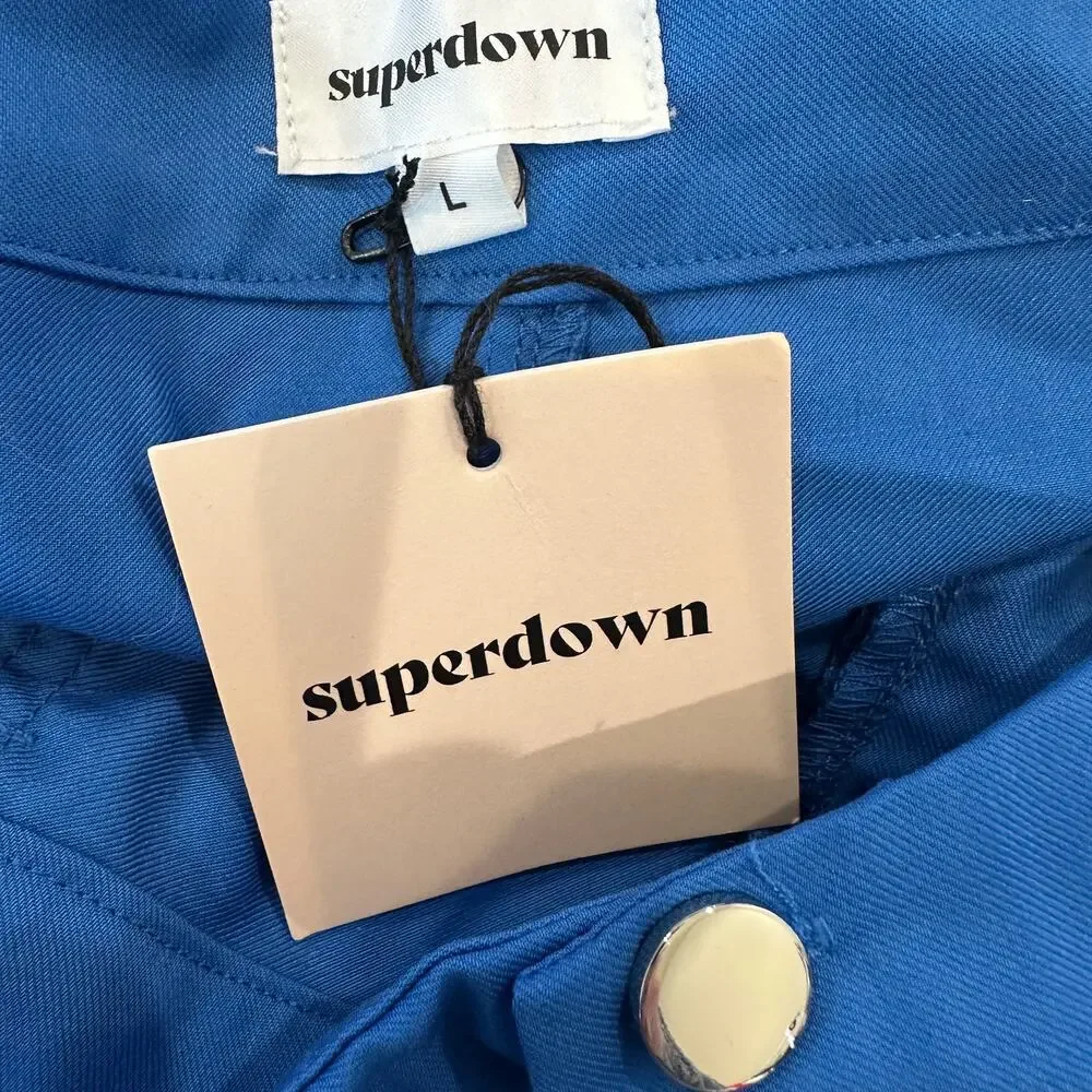 Superdown Electric Blue Cargo Pants LARGE Streetwear Jogger Revolve $78 NEW - Picture 8 of 9